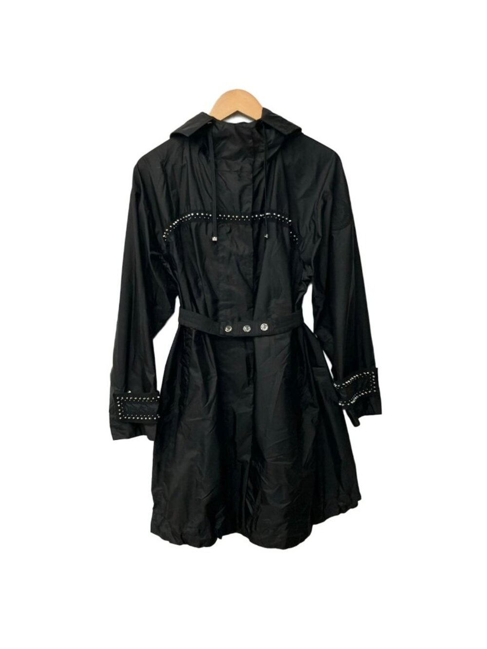 Moncler Coat Prasin Black Long Sleeve Studs Autumn Spring